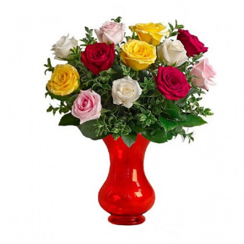 12 Mixed Long Stem Roses